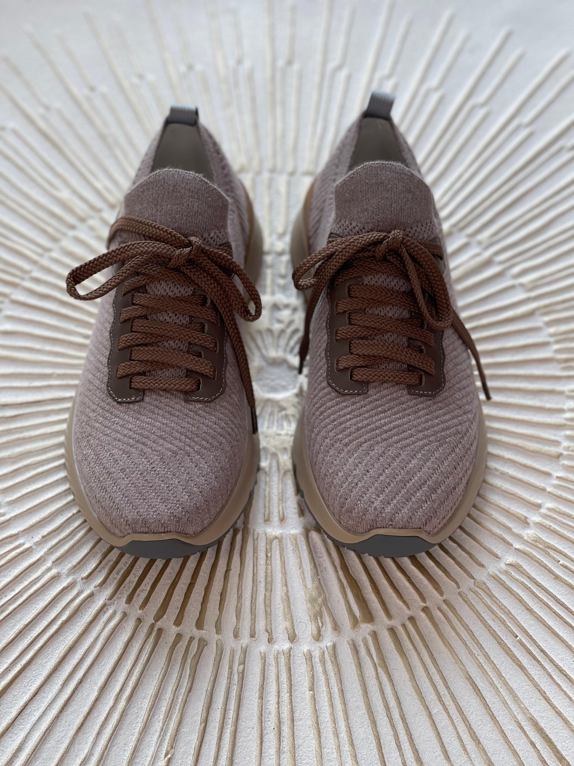 Brunello Cucinelli Men’s Smokey Brown Lace-Up Leather Sneakers