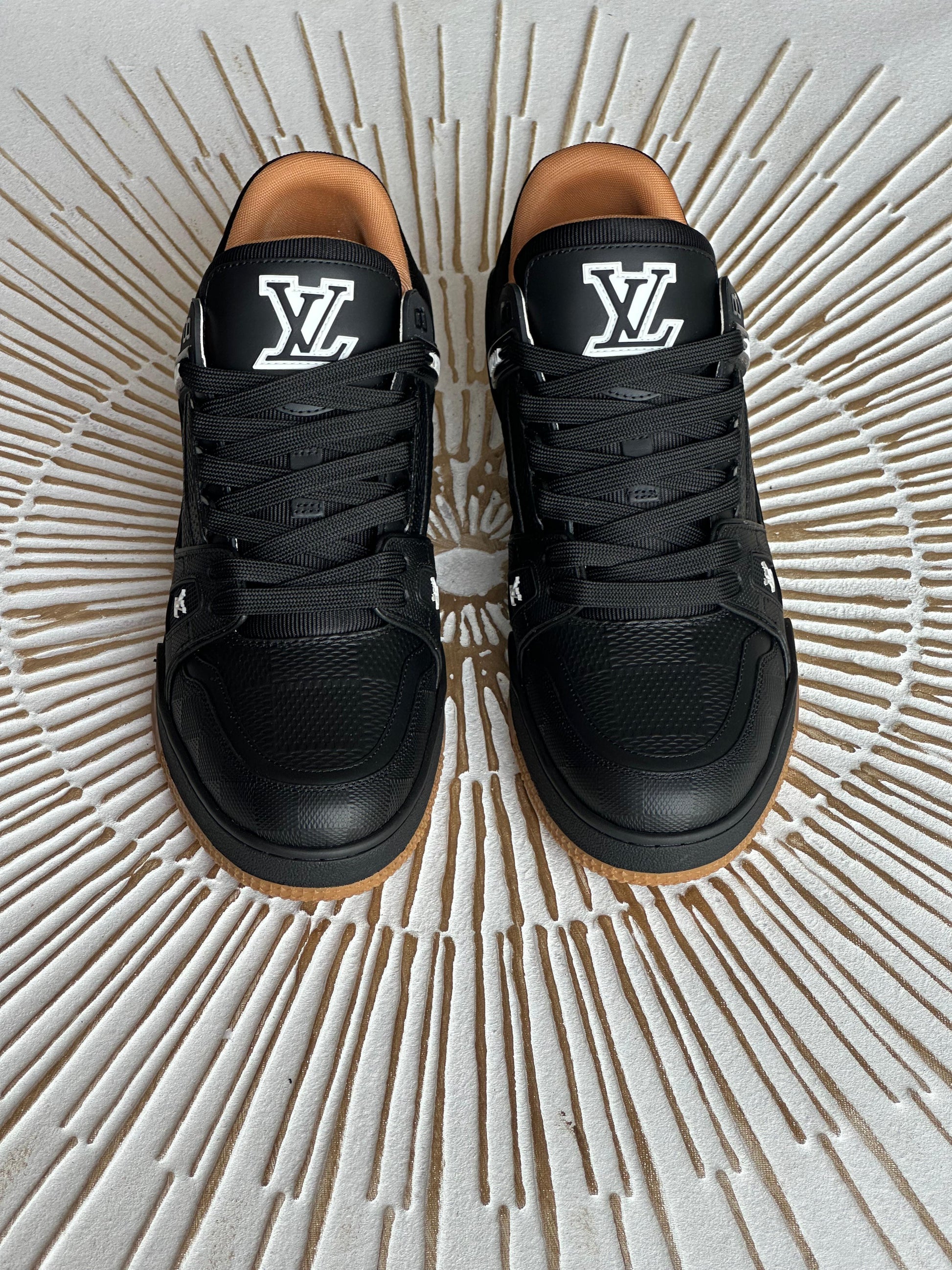 Louis Vuitton LV Trainer Sneaker – Black Damier-Embossed Calf Leather (Style 1AHTT0, Men’s)
