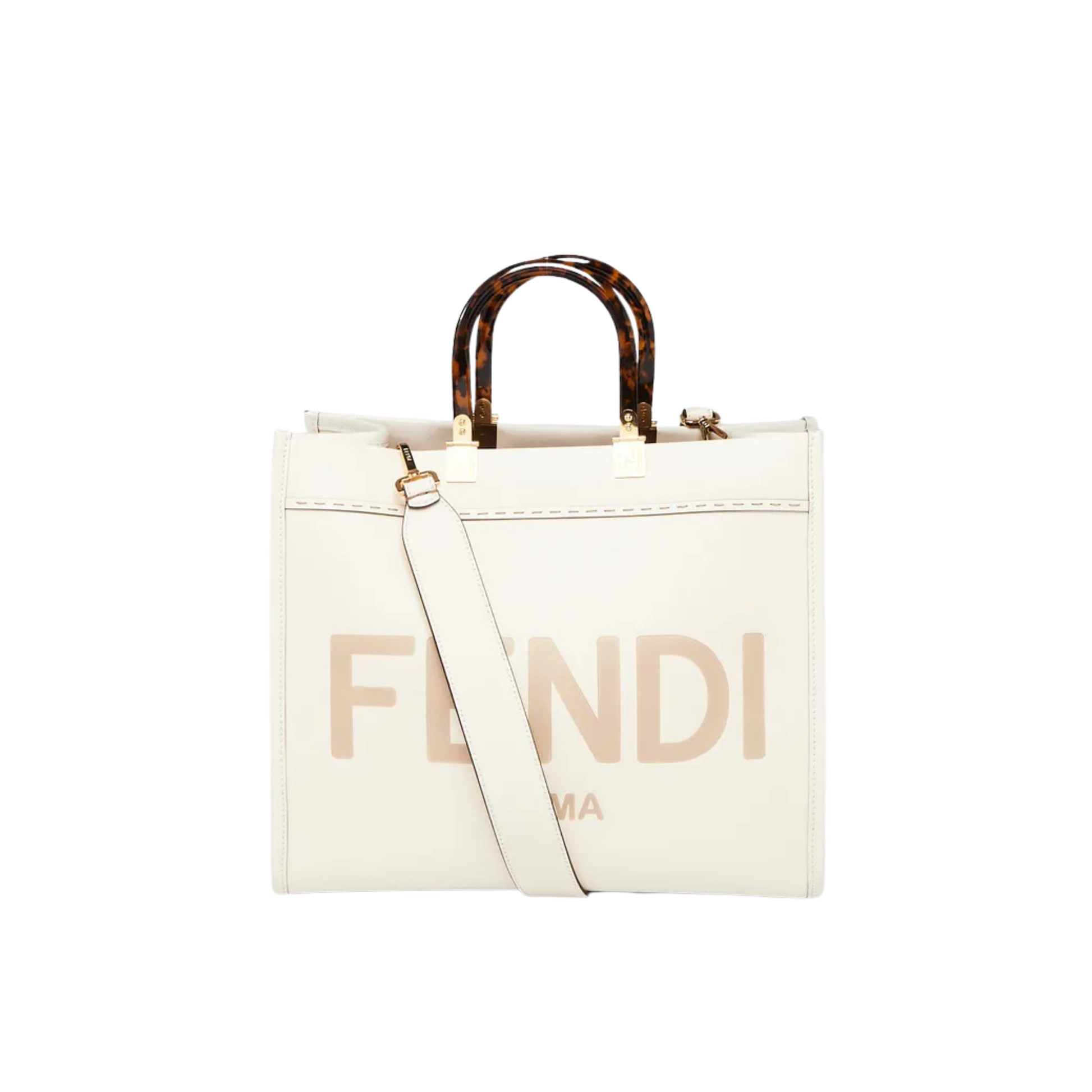 Fendi | White Leather Sunshine Tote Bag