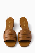 Women's Brown Leather Comfort Slides