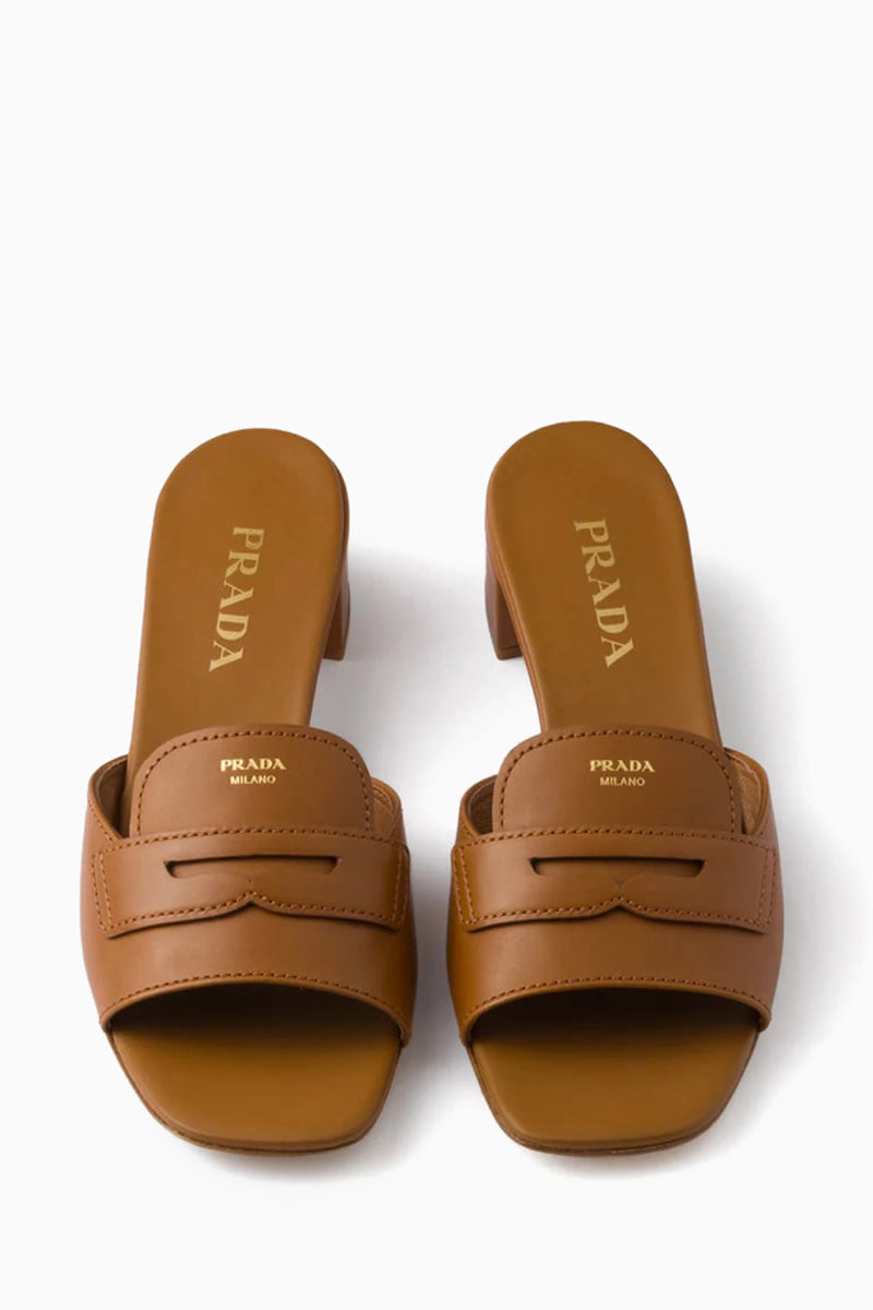 Women's Brown Leather Comfort Slides