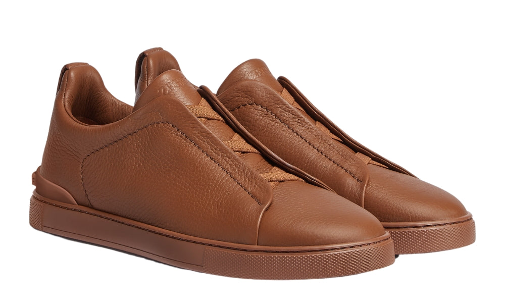 Zegna Triple Stich leather sneakers "Vicuna"