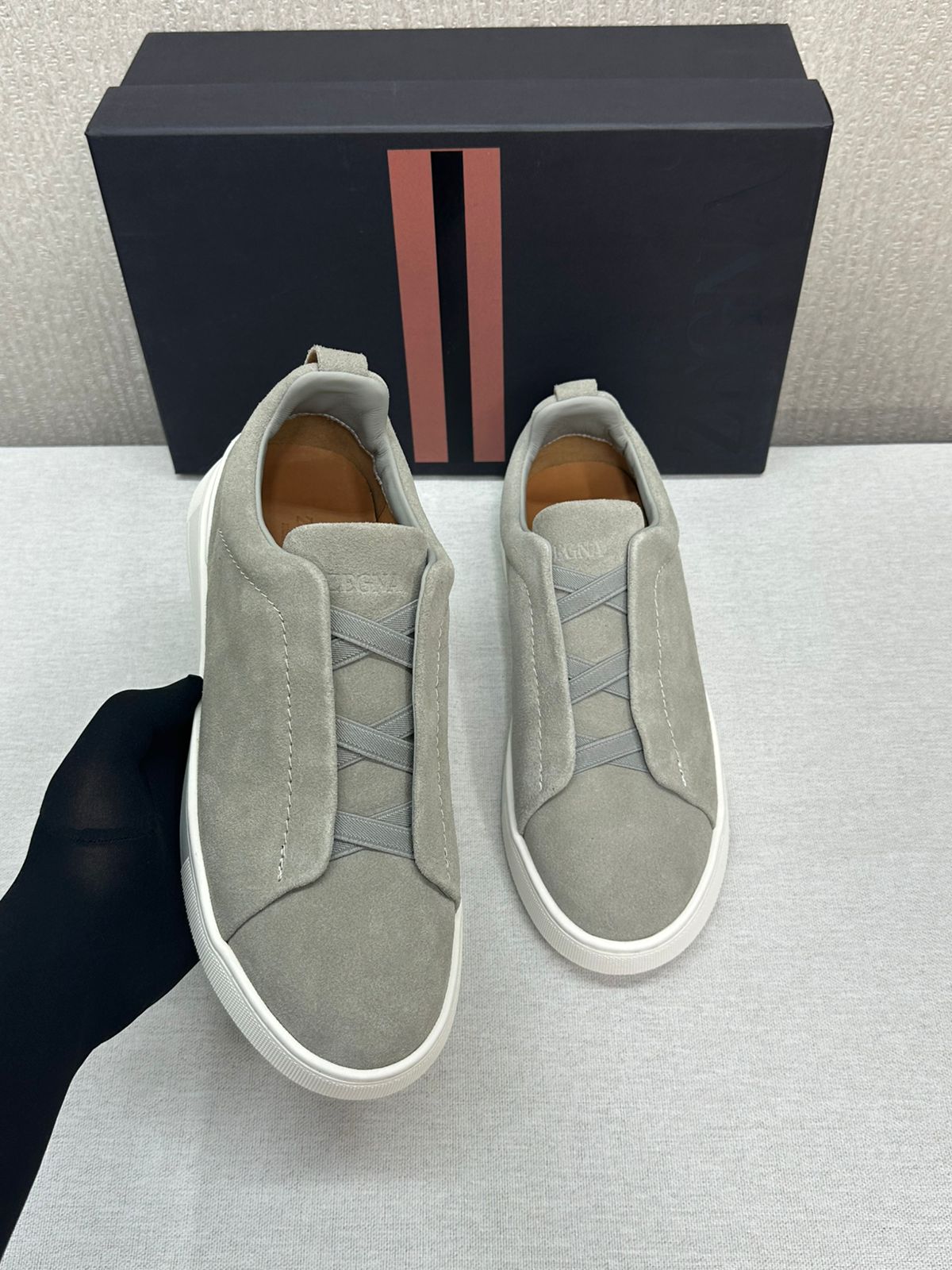 Zegna Triple Stitch™ Sneakers – Grey Mélange Suede