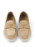 Prada Women's Loafers | Triangle-logo Beige