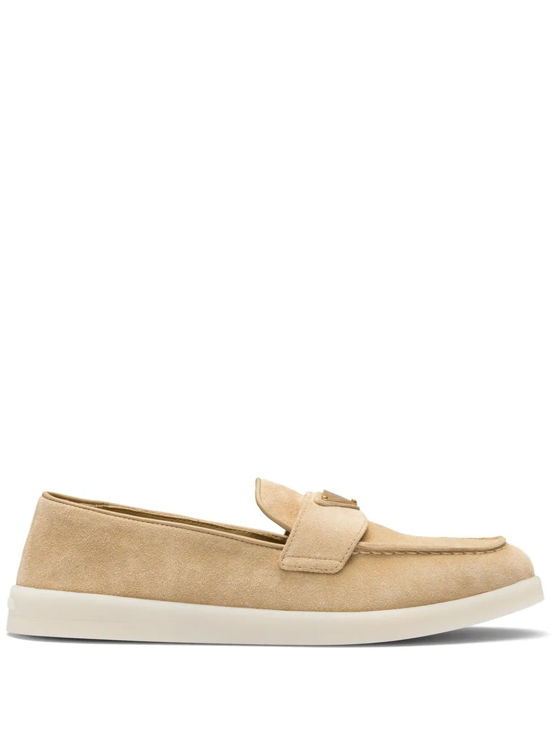 Prada Women's Loafers | Triangle-logo Beige