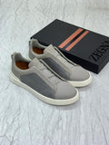 Zegna Crocodile Leather Triple Stitch™ SecondSkin Sneakers – Grey