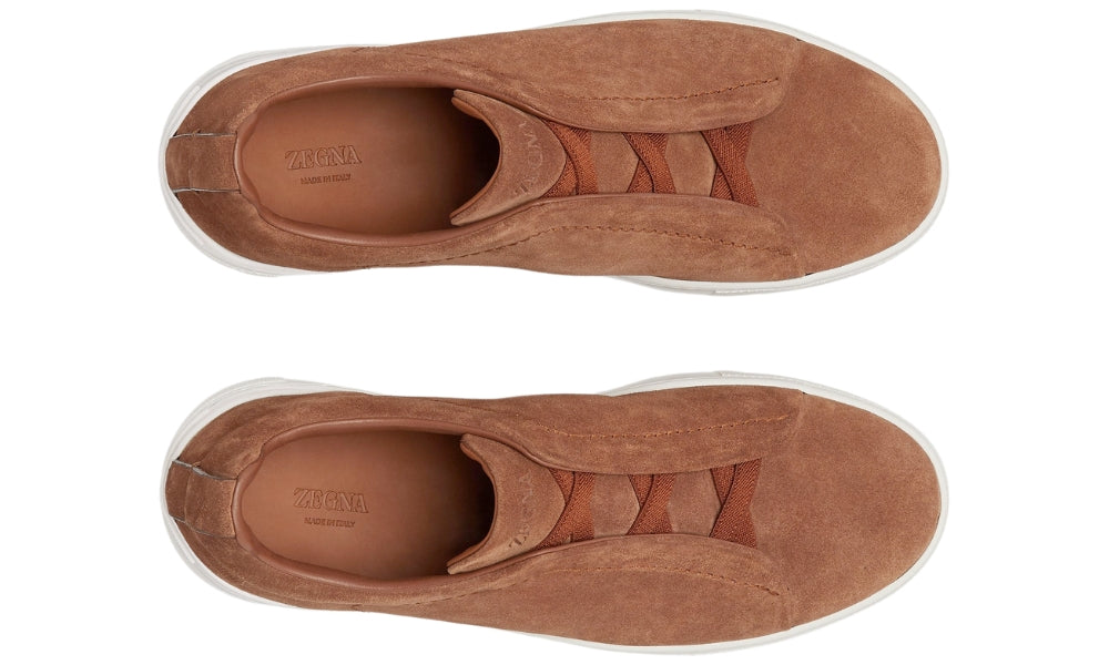 Zegna Triple Stich leather sneakers "Tobacco"