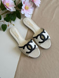 Chanel Interlocking CC Sandals in White