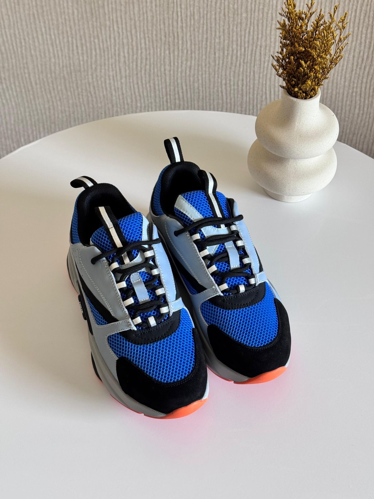 Dior Runners Orange DIOR B22 Runner Grey Orange Blue Mesh Leonardo Fashion