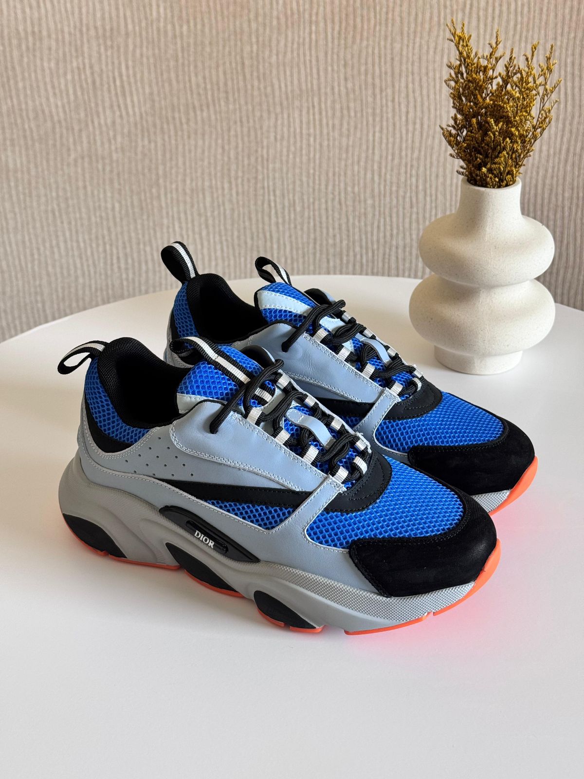 Dior Runners Orange DIOR B22 Runner Grey Orange Blue Mesh Leonardo Fashion