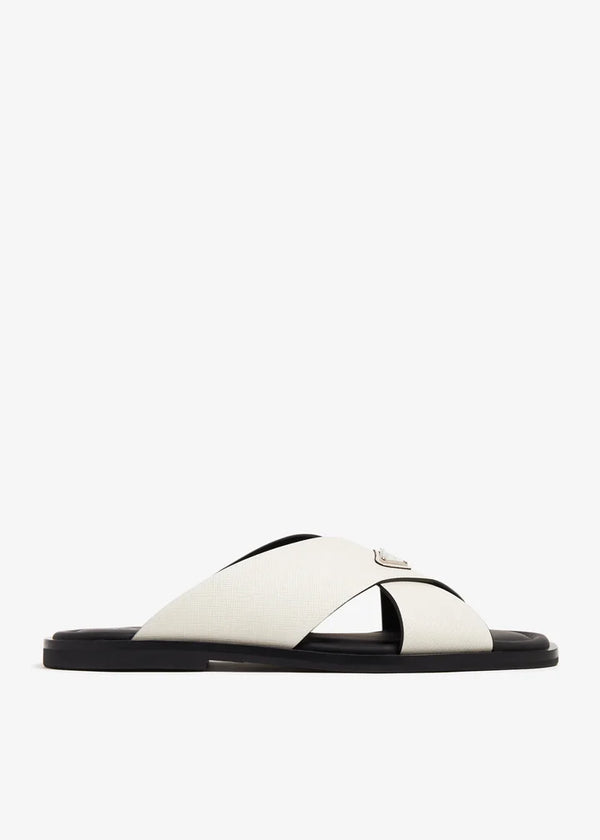 Prada Sandals | Saffiano Leather Crisscross