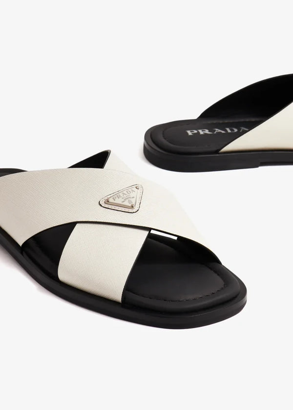 Prada Sandals | Saffiano Leather Crisscross