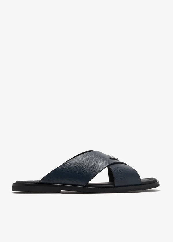 Prada Sandals | Saffiano Leather Crisscross