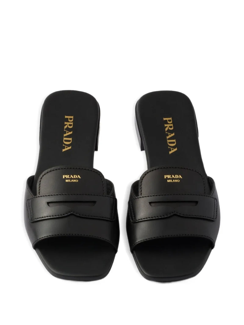 Women's Monogram Leather Flat Sandals