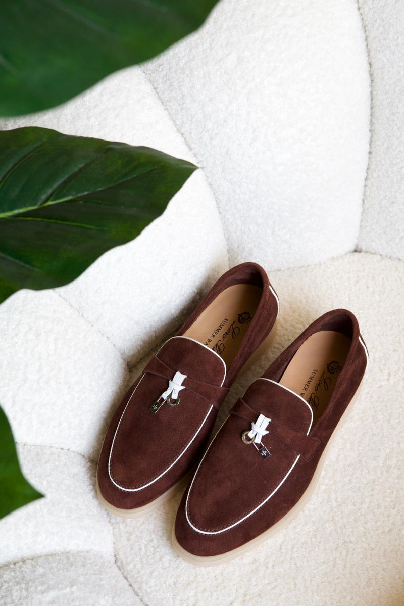 Loro Piana Women's Loafers | Charming Walk In Brown And White