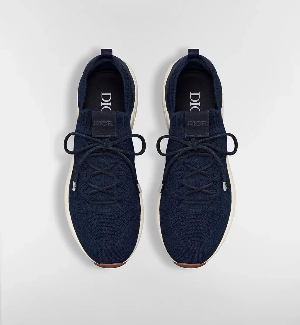 B80 Lounge Sneaker Navy Blue Cannage Cashmere, Wool and Silk Knit with Navy Blue Suede Calfskin