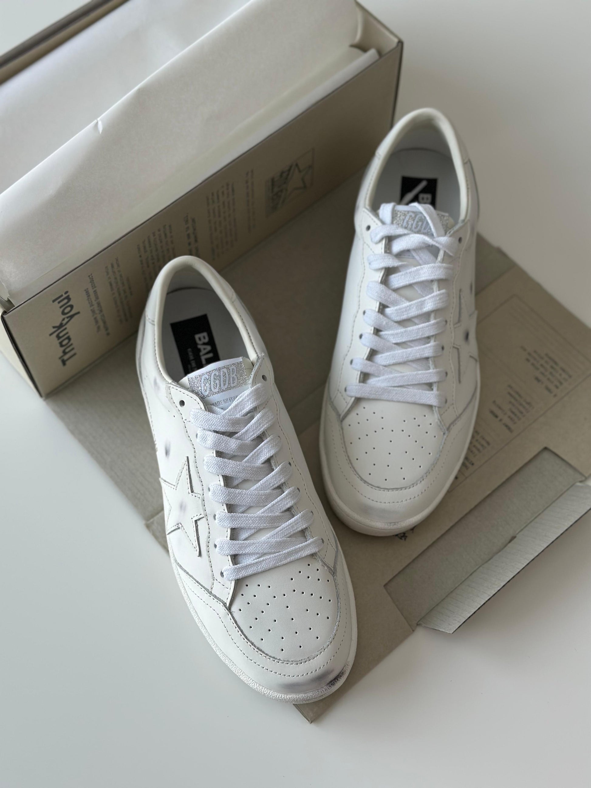 Golden Goose Ball Star “Triple White” Sneakers – Men’s (GMF00117 F004170 10100)