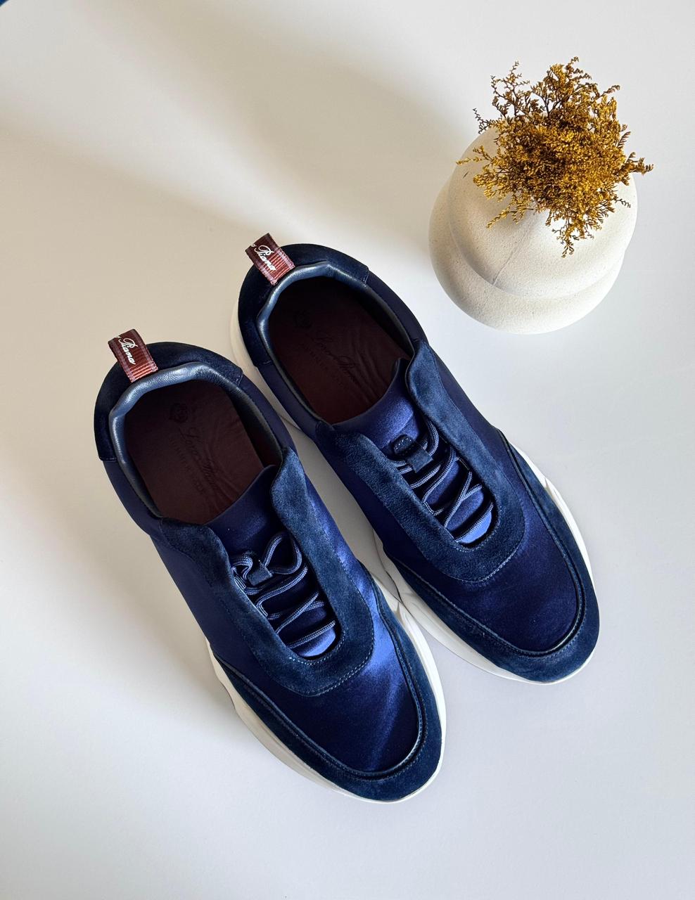 Loro Piana - Modular Walk Leather-Trimmed Canvas and Suede Sneakers - Blue Loro Piana