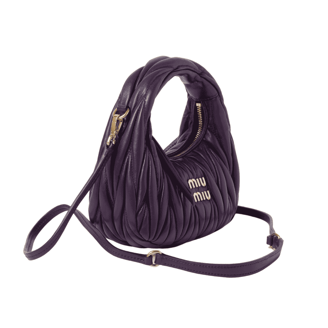 Miu Miu Bag | Wander matelassé nappa leather hobo mini-bag "Voilet"