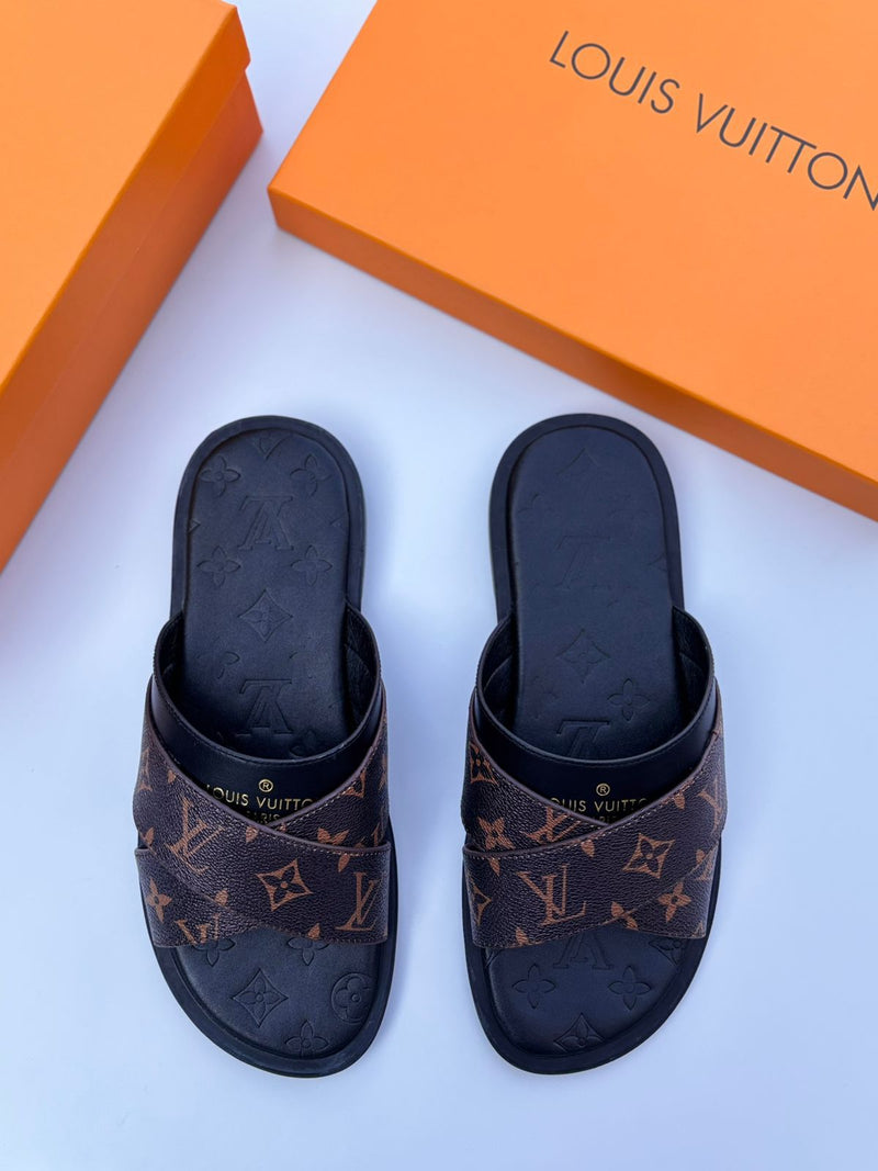 Louis Vuitton Sandals | Brown Black Leather Monogram