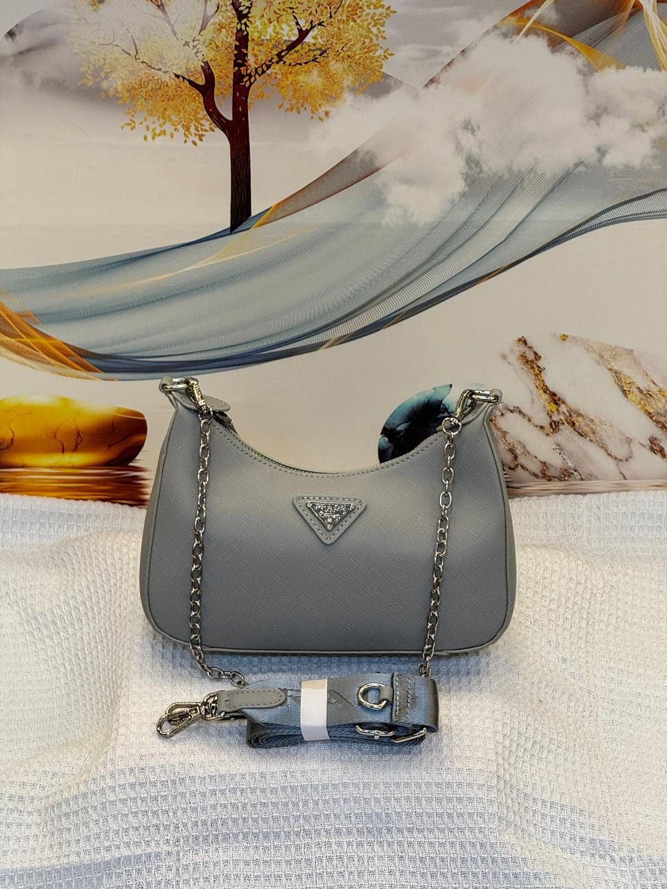 Prada Bag | Re-Nylon Shoulder Bag Mercury Gray