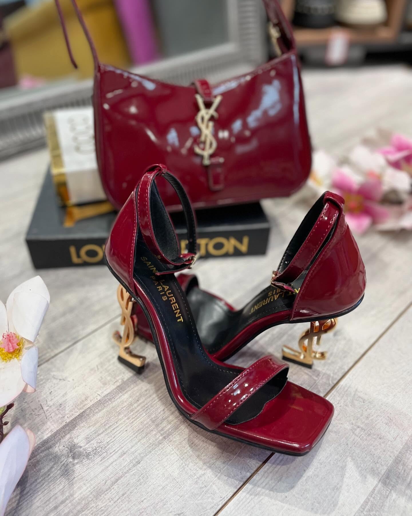 Saint Laurent Burgandy Opyum Sandals