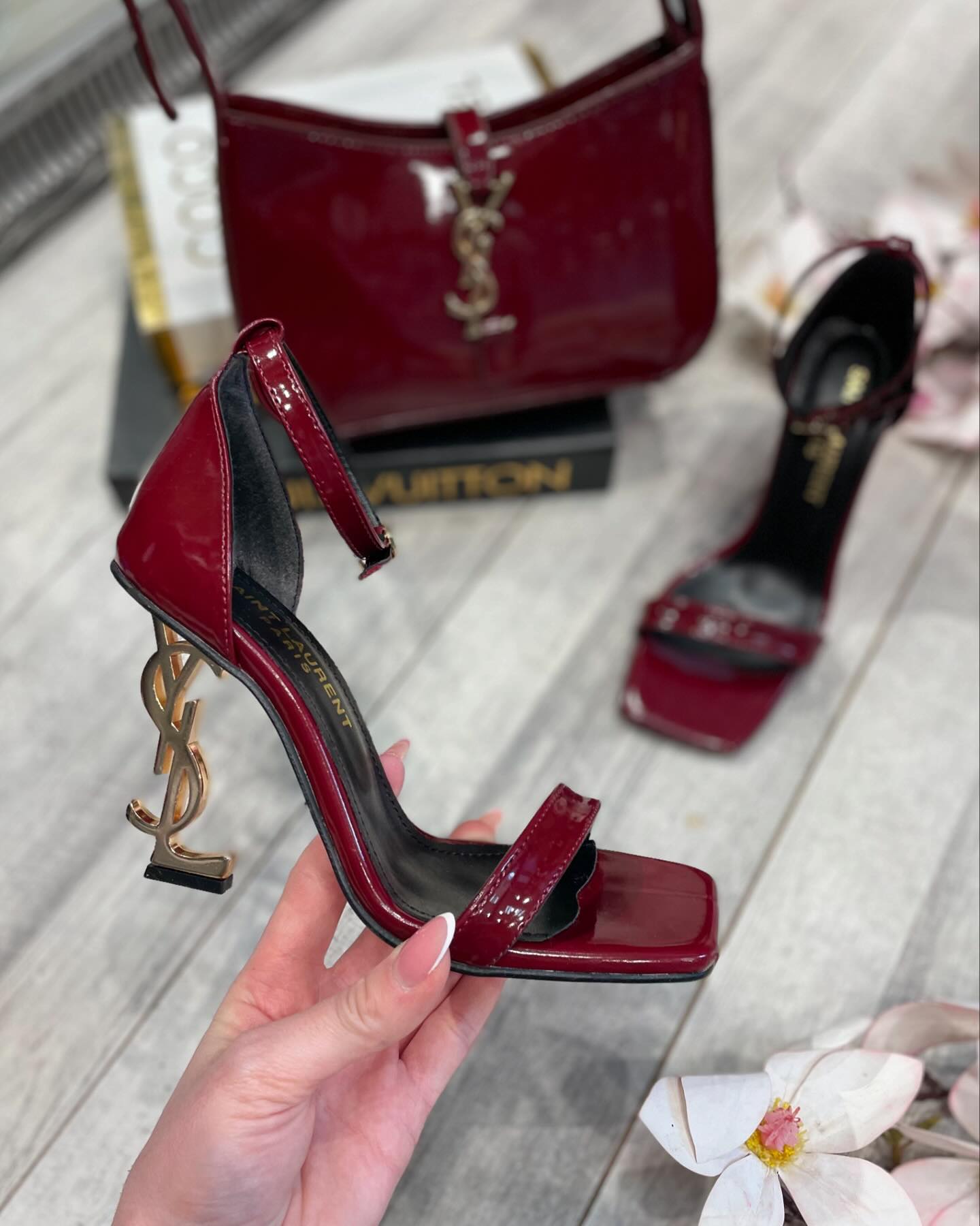 Saint Laurent Burgandy Opyum Sandals