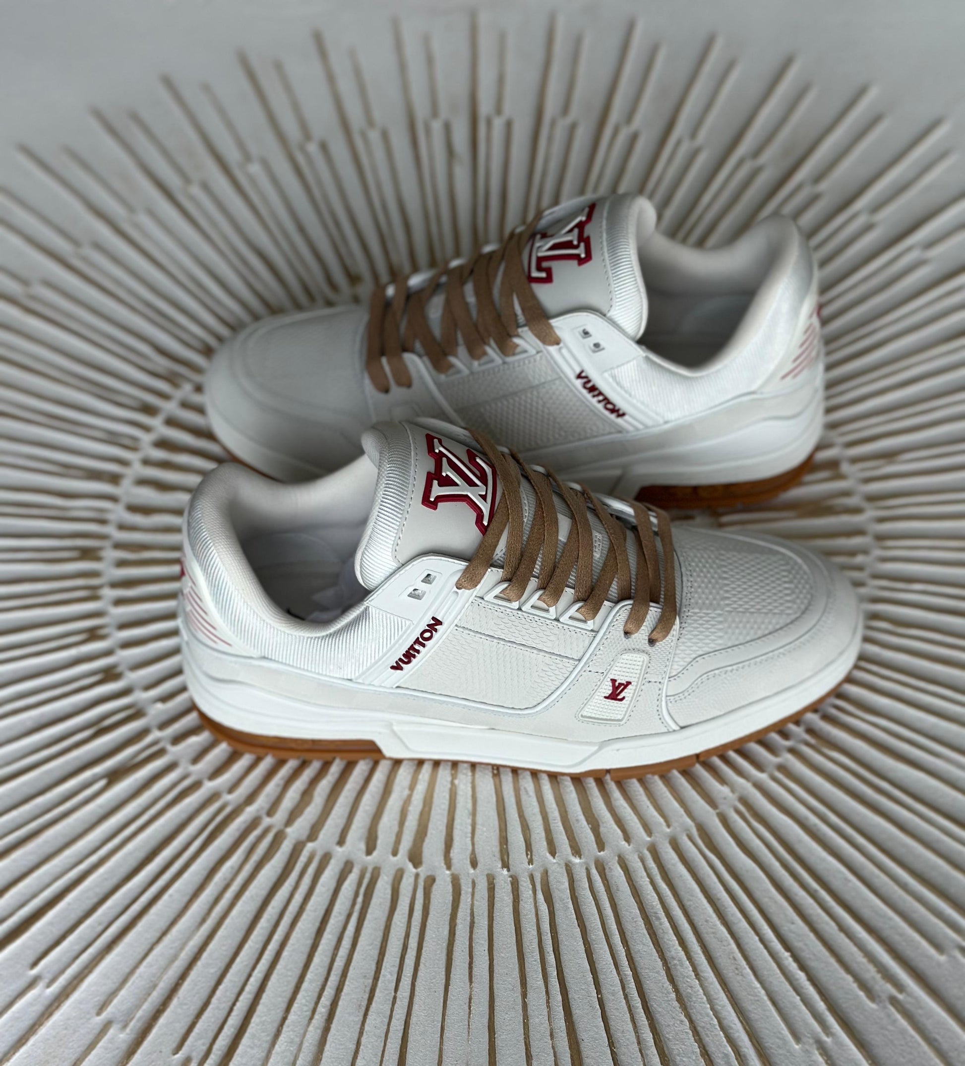 Louis Vuitton LV Trainer Sneakers – White Leather with Red LV Accents (Men’s)