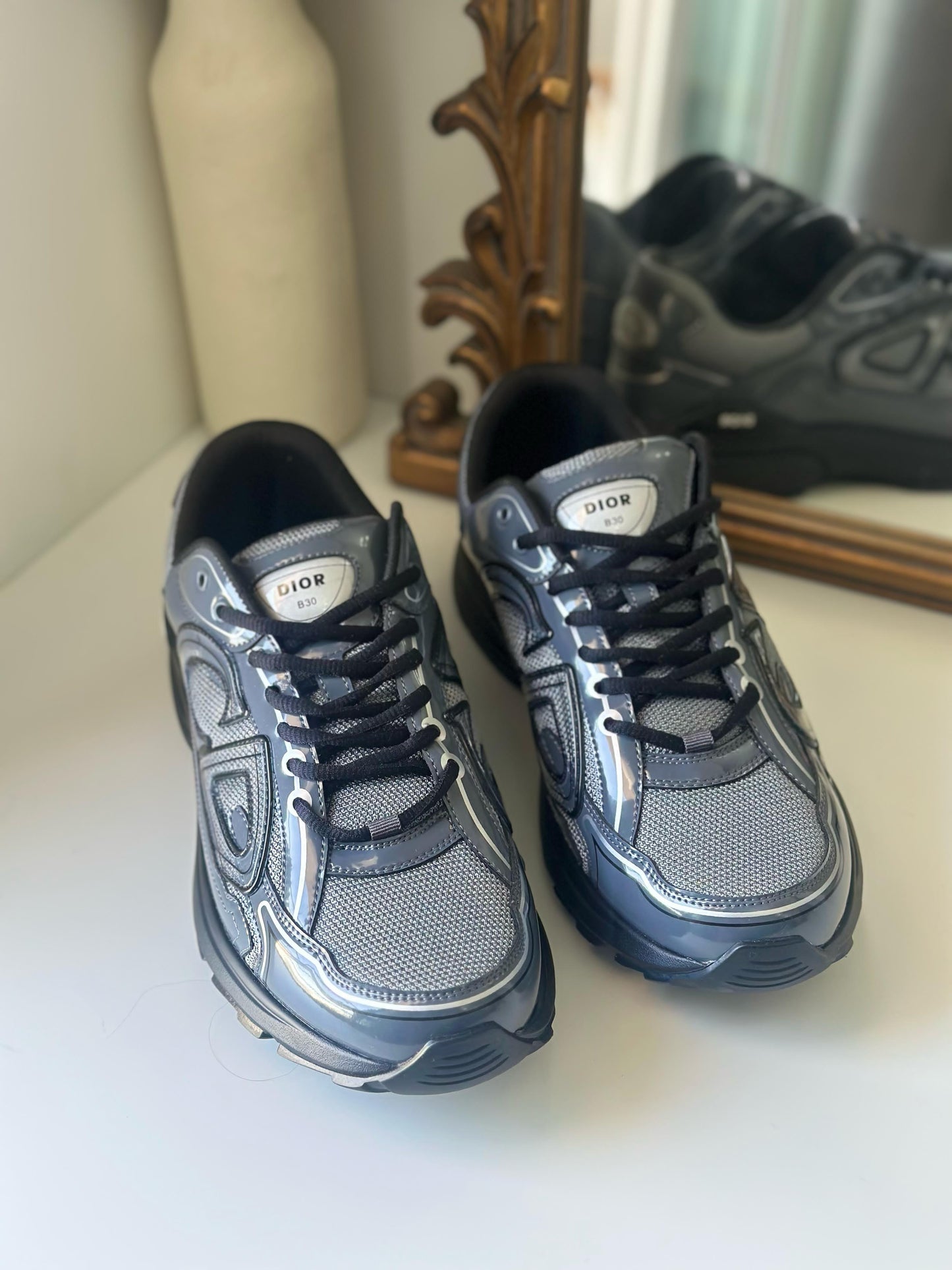 Dior B30 Countdown Sneaker – Light Gray Technical Mesh & Gray Brilliant-Finish Fabric