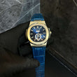 Patek Philippe Nautilus Watch with a Blue Dial and a Blue Leather Strap