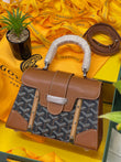 Goyard Saigon Structuré PM Bag in brown Goyardine Coated Canvas and Leather with wooden accents