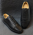 Men's Christian Louboutin Louis Junior Spikes Sneakers in black suede