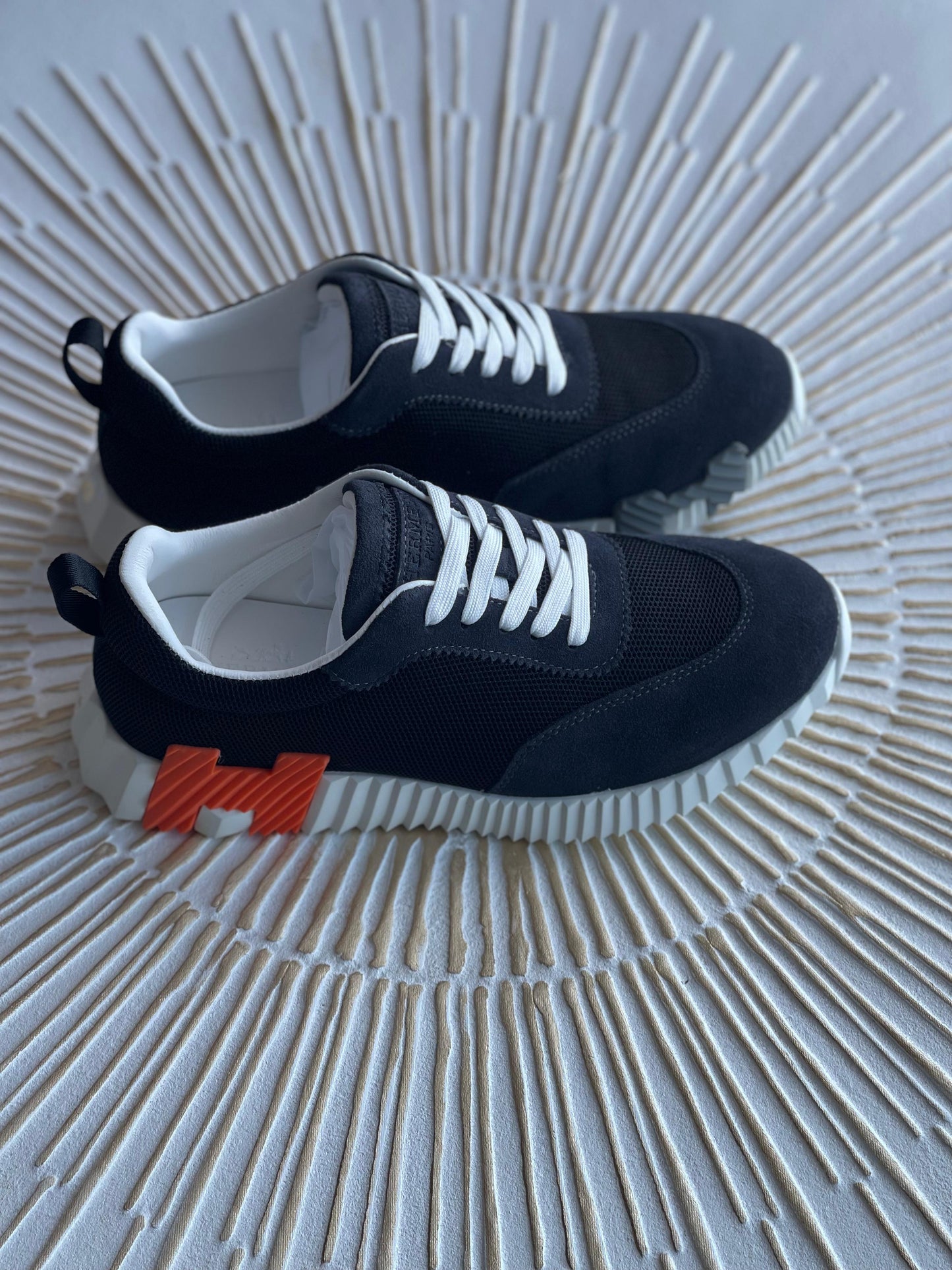 Hermès Bouncing Sneaker – Navy Mesh & Suede Goatskin (Men’s,)
