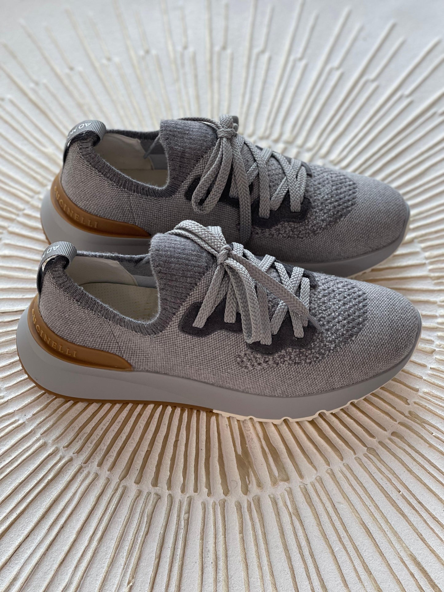 Brunello Cucinelli Logo-Print Cotton-Blend Sneakers – Grey