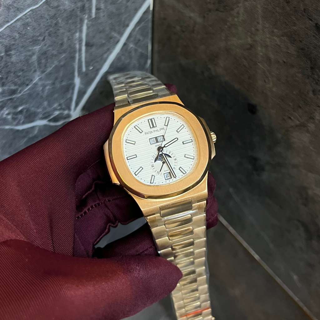 Patek Philippe Nautilus White Sun Moon Watch