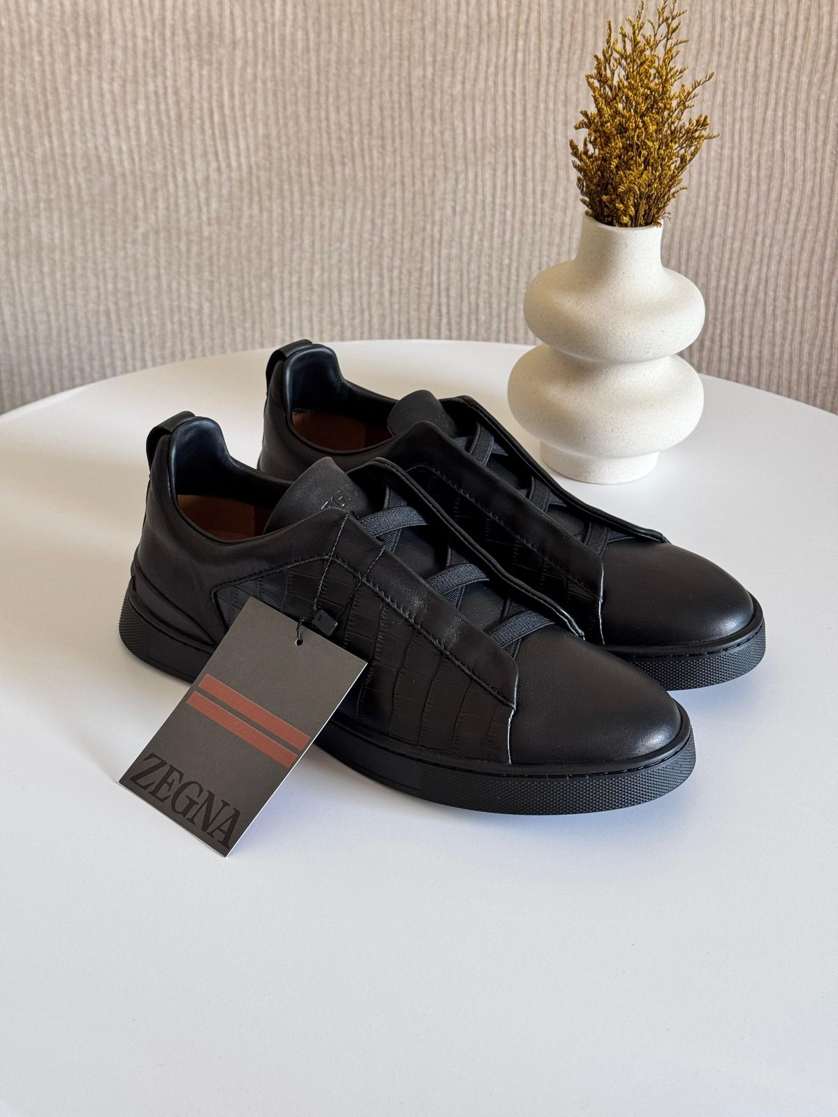 Zegna Black Deerskin Triple Stitch™ Sneakers – Everyday luxury low top