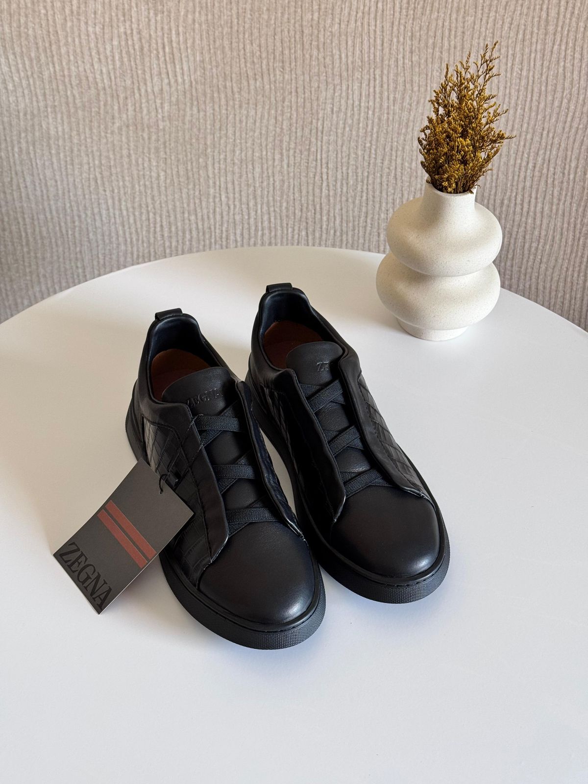 Zegna Black Deerskin Triple Stitch™ Sneakers – Everyday luxury low top