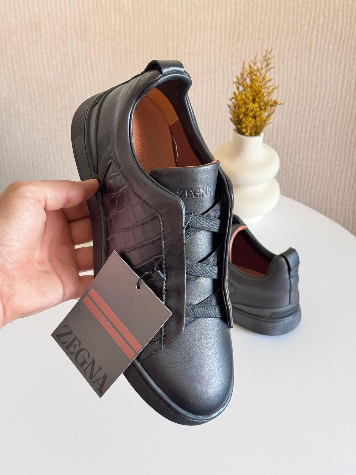 Zegna Black Deerskin Triple Stitch™ Sneakers – Everyday luxury low top