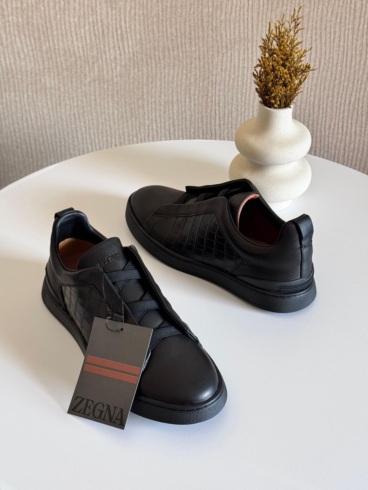 Zegna Black Deerskin Triple Stitch™ Sneakers – Everyday luxury low top