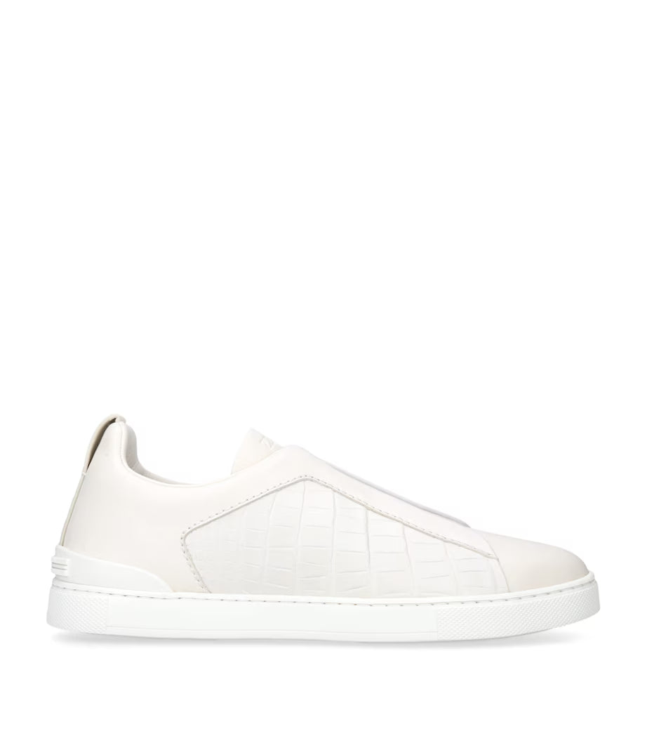 Zegna Crocodile Leather Triple Stitch Sneakers