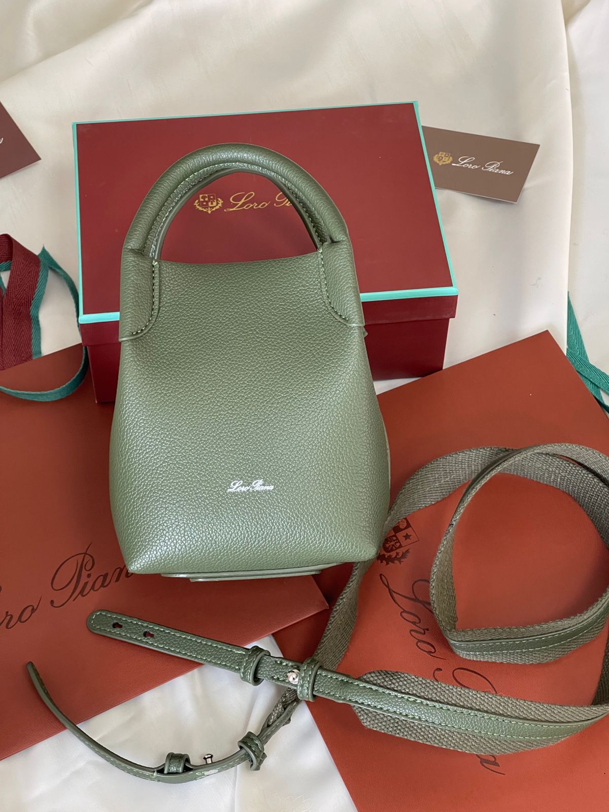 Loro Piana Bale Micro Crossbody Bag in grained Leather