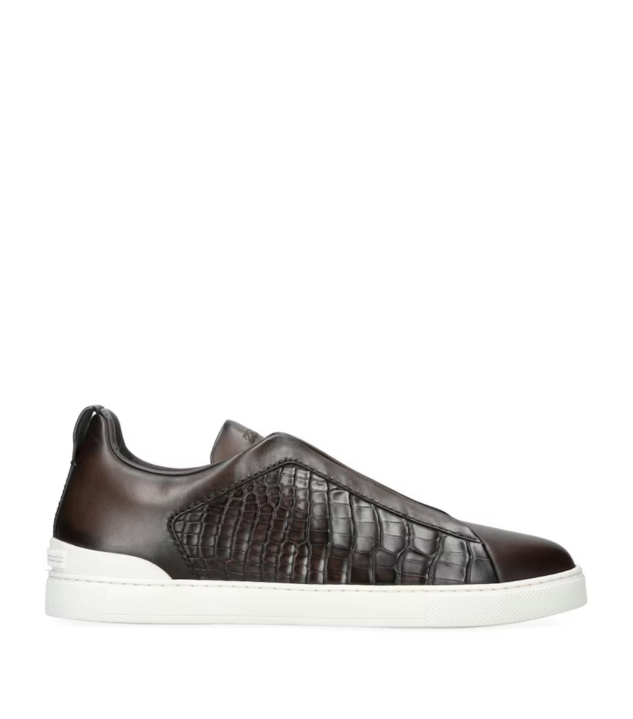 Zegna Crocodile Leather Triple Stitch SECONDSKIN