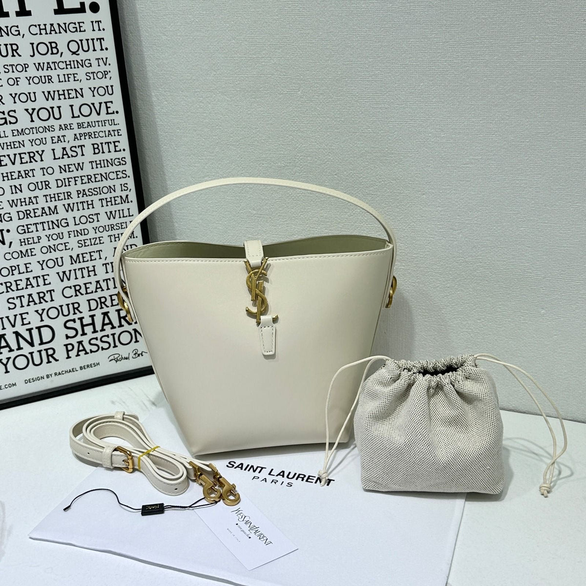 YSL Bag | Le 37 Shiny Leather White Vintage
