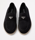 Prada Women's Loafers | Suede Logo Black
