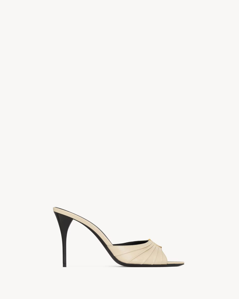 Saint Laurent Babylone Mules White