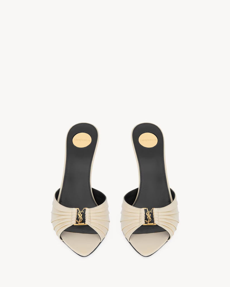 Saint Laurent Babylone Mules White