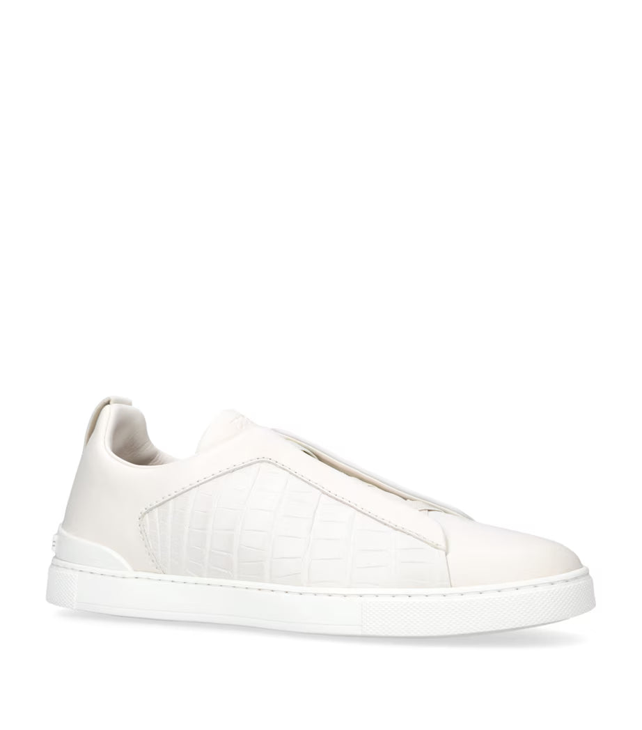 Zegna Crocodile Leather Triple Stitch Sneakers