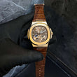Patek Philippe Nautilus Ref 5712 in Rose Gold With a Brown Sunburst Dial and a Brown Alligator Leather Strap