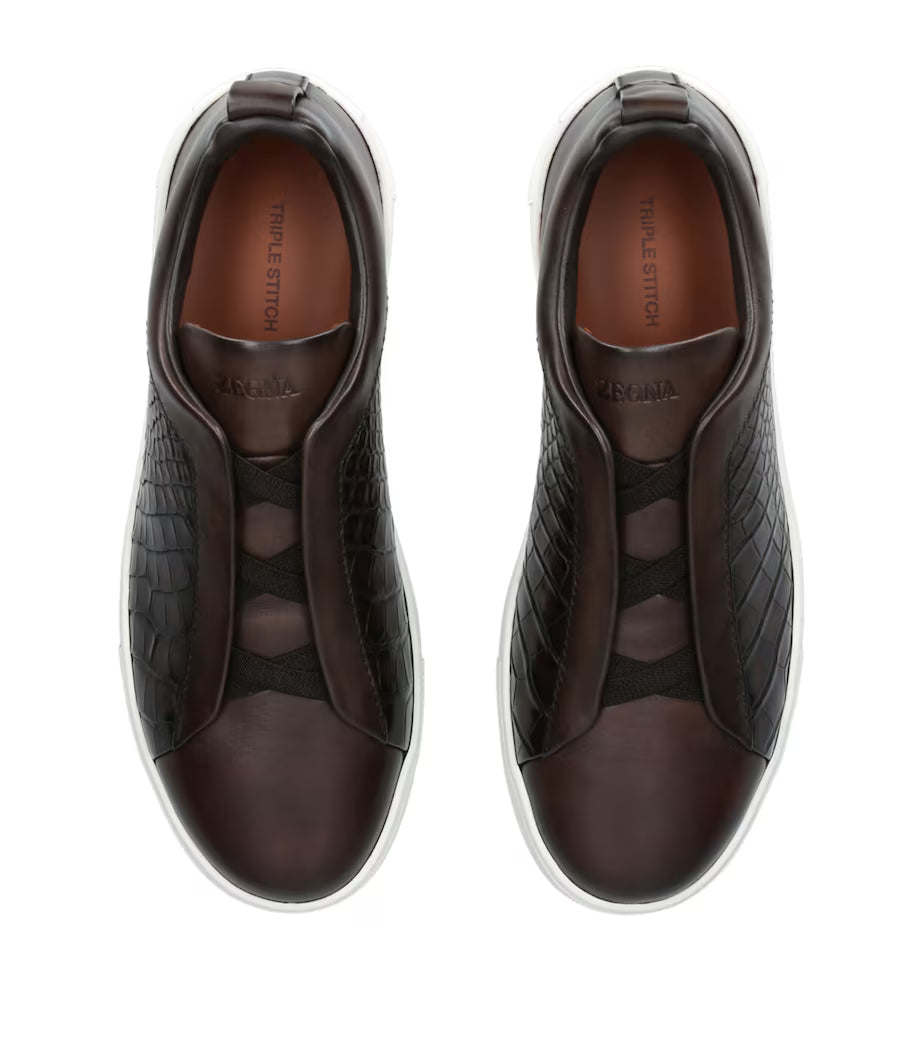 Zegna Crocodile Leather Triple Stitch SECONDSKIN