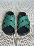 Hermès Kazimir Sandal in Green Woven Ribbon & Calfskin – Techno Summer Slip-On”